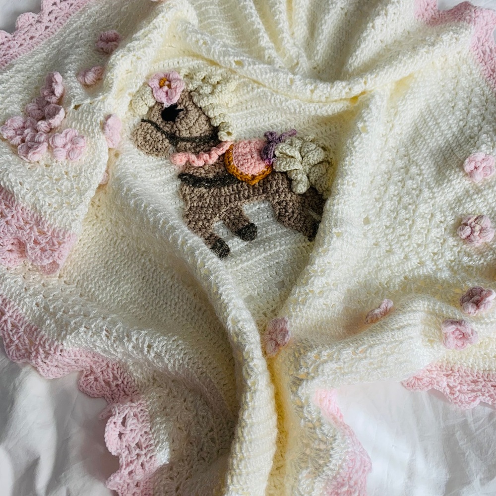Heather the horse crochet blanket USA